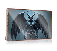 Funny Bar Decor, Retro Wall Art Funny Custom Wall Decor, Square Rustic Metal Tin Sign For Man Cave | Pool Holiday Gift Custom Black Winged Demon: The Mythical Vulpateus(20X30CM)