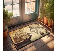 Funny Bar Decor Vintage Map With Sailing Ships: Navigating The World'S Oceans Doormat Outside Fall Decor Large Doormats For Outdoor Entr(50X80CM)