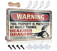 Funny Bar Decor Warning This Property Is Protected By A Highly Trained Bearded Dragon2 Sign Tin Metal Decor Bedroom Door Decorations(30X40CM)