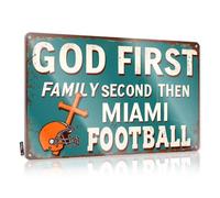 Funny Bar Signs For Home Bar God First Family Second Then Miami Football Tin Sign Stuff For Your Room Warning Tin Sign(30X40CM)