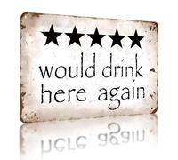 Funny Bar Signs, Would Drink Here Again Metal Signs, Funny Vintage Metal Bar Sign for Home Man Cave Cafe Wall Decor Outdoor Garden Plaque