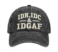 Funny Baseball Cap Cotton Embroidered IDK IDC IDGAF Hat Adjustable Headwear