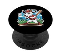 Funny Baseball Goat Mascot Batter Home Run Swing PopSockets Adhesive PopGrip