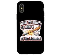 Funny Baseball How To Bunt 1) Don't 2) Hit A Dinger Batter Case for iPhone X/XS