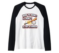 Funny Baseball How to Bunt 1 Don't 2 Hit A Dinger Batter Raglan Baseball Tee