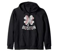 Funny Baseball Shamrock Lucky Clover Boston St Patrick's Day Zip Hoodie