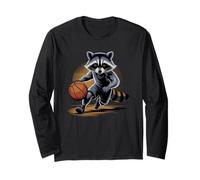 Funny Basketball Raccoon Talk Trash Shoot Legend Game Court Long Sleeve T-Shirt