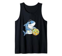 Funny Basketball Shark Painter for Kids Art Tank Top