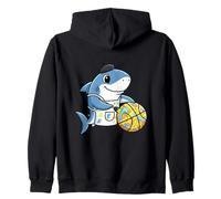 Funny Basketball Shark Painter For Kids Art Zip Hoodie