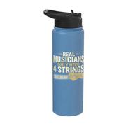 Funny Bass Player Real Musicians Only Need 4 Strings Bassist Stainless Steel Insulated Water Bottle
