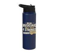 Funny Bass Player Real Musicians Only Need 4 Strings Bassist Stainless Steel Insulated Water Bottle