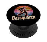 Funny Bassquatch Bigfoot Retro Sunset Music PopSockets Adhesive PopGrip