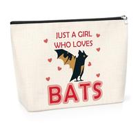 Funny Bat Gifts for Women Makeup Bag Bat Themed for Animal Lover Friend Sister Colleague Toiletry Bag Halloween Christmas Birthdays Present for Daughter Her Girl Travel Cosmetic Pouch
