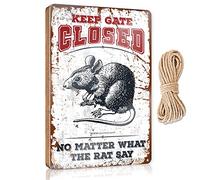 Funny Bathroom Accessories Keep Gate Closed No Matter What The Rat Say Wooden Sign Wood Bathroom Hanging Sign Fall Front Door Decor(15X28CM)