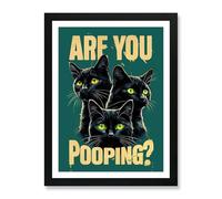 Funny Bathroom Are You Pooping Funny Cat Framed Wall Art Poster Print Picture (Unframed Print Only, A4)