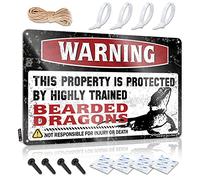 Funny Bathroom Art Posters Warning This Property is Protected by A Highly Trained Bearded Dragon2 Tin Sign Cute Bathroom Decor Funny Kitchen Signs ( Size : 20X30CM )