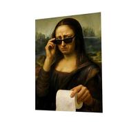 Funny Bathroom Canvas Wall Art - 30X40cm Canvas Picture Poster | Amusing Mona Lisa Fun Wall Art - for Bathroom Toilet Washroom Restroom Bath Dorm Room School Hotel