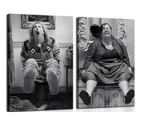 Funny Bathroom Canvas Wall Art Set of 2 - Black and White Vintage Humor Wall Decor, Dumb And Dumber Comedy Movies Posters for Toilet Bathroom Decor 12x16 inch Framed