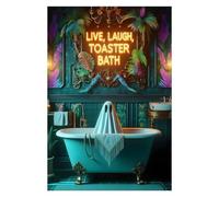 Funny Bathroom Decor Tropical Ghost Poster Live Laugh Toaster Bath Neon Sign Wall Art Decor Cottagecore Style Ghost Art Dark Humor Halloween Gifts Toilet Farmhouse Restroom Decor 24x36inch Unframed