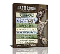 Funny Bathroom Decor Wall Art Donkey Bathroom Rules Wall Decor Rustic Farmhouse Bathroom Signs Canvas Painting Print Bathroom Pictures Decor Artwork Framed Bath Laundry Toilet Home Decoration 12"x16"
