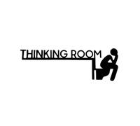 Funny Bathroom Decor Wall Art, THINKING ROOM Funny Bathroom Signs, Black Restroom Door Frame Decor, Humorous Metal Toilet Sign Door Topper for Restroom Home Store Wall Decoration