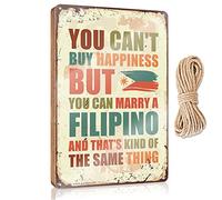Funny Bathroom Decor You Can'T Buy Happiness But Can Marry A Filipino Wooden Sign Bathroom Signs For Door Hippie Decor(15X28CM)