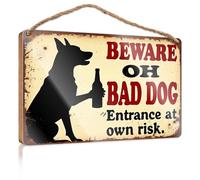 Funny Bathroom Door Signs Beware of Bad Dog. Enter at Your Own Risk. Bedroom Decorations Fall Signs for Home Decor(15X28CM)