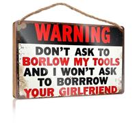 Funny Bathroom Door Signs Warning: Don't Ask To Borlow My Tools Bedroom Decorations Fall Signs For Home Decor(23X35CM)