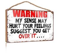 Funny Bathroom Door Signs Warning My Sense May Hurt Your Feelings Suggest You Get Over It... Bedroom Decorations Fall Signs For Home Decor(20X30CM)