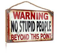 Funny Bathroom Door Signs Warning No Stupid People Beyond This Point Bedroom Decorations Fall Signs For Home Decor(15X28CM)