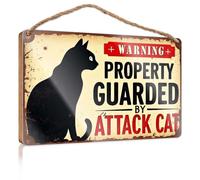 Funny Bathroom Door Signs Warning: Property Guarded By Attack Cat. Bedroom Decorations Fall Signs For Home Decor(23X35CM)