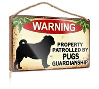 Funny Bathroom Door Signs Warning: Property Patrolled By Pugs Guardianship. Bedroom Decorations Fall Signs For Home Decor(23X35CM)