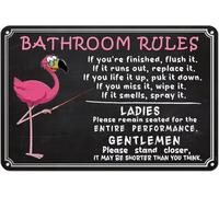 Funny Bathroom Flamingo Tin Sign,Flamingo Lounge Pink Flamingo Gift Bathroom Decor And Accessories for Bar Hotel Home Toilet Wall Decor Wall Art Decorations 8x12 Inch