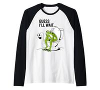 Funny Bathroom Frog I Guess I'll Wait Humor Raglan Baseball Tee