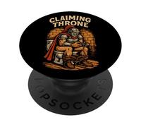 Funny Bathroom Gamer Knight Medieval Gaming Pun Toilet Game PopSockets Adhesive PopGrip