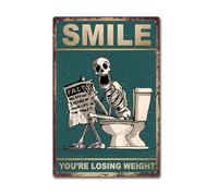 Funny Bathroom Metal Sign Smile You're Losing Weight Metal Tin Plaque for Home Bedroom Living Room 8x12 Inches