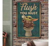 Funny Bathroom Metal Tin Sign Bathroom Wall Decor Flush The Toilet Sign Home Office Sign - You Must Flush - Bathroom Door Signs 8x12 Inch