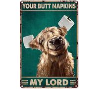 Funny Bathroom Pictures Toilet Paper Bull Cow Your Butt Napkins My Lord Poster Vintage Aluminum Sign Fun Saying Metal Tin Signage Rustic Bar Home Wall Decor 8"x12"