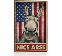 Funny Bathroom Quote Metal Tin Sign Wall Decor,Vintage Nice Arse American Flag Donkey Tin Sign for OfficeHomeClassroom Bathroom Decor Gifts Best Farmhouse Decor Gift Ideas for Friends - 12x16 Inch