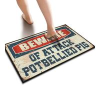 Funny Bathroom Rugs Beware Of Attack Potbellied Pig Doormat Doors For House | Dorm Sweet Dorm Door Mat Stuff For Teens Bedroom Stuff Funny Decor For Bar(65X90CM)