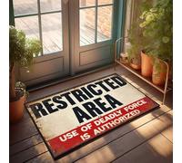 Funny Bathroom Rugs Restricted Area: Deadly Force Authorized Warning Sign Doormat Welcome-Ish Front Door Sign Mat In House(65X90CM)