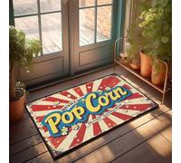 Funny Bathroom Rugs Vintage Style Popcorn Sign With Sunburst Background Doormat Welcome-Ish Front Door Sign Mat In House(50X80CM)