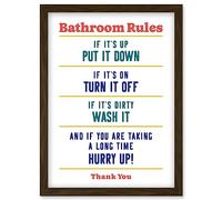 Funny Bathroom Rules Art Toilet Rules Sign Wall Art Artwork Framed Wall Art Print A4