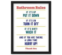 Funny Bathroom Rules Art Toilet Rules Sign Wall Art Artwork Framed Wall Art Print A4