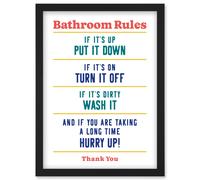 Funny Bathroom Rules Art Toilet Rules Sign Wall Art Artwork Framed Wall Art Print A4 Artery8 Black One Size