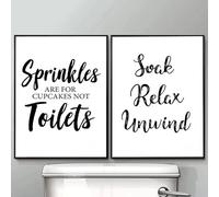 Funny Bathroom Rules Sign Nordic Black White Canvas Paintings Poster and Print Wall Art Living Room Bedroom Home Decor(40x60cm/2PCS Frameless)