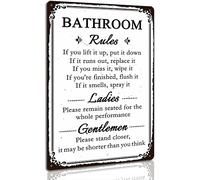 Funny Bathroom Rules Sign Please Flush Toilet Sign Vintage Bathroom Wall Decor for Home Restroom Door Humor Metal Signs 8 x 12 Inch