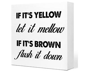 Funny Bathroom Shelf Decor If It‘S Yellow Let It Mellow If It‘S Brown Flush It Down Bathroom Wood Block Plaque Box Sign For Bathroom Decor