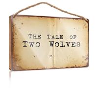 Funny Bathroom Sign Wall Art The Tale of Two Wolves Desk Accessories for Women Wall Hanging Decor Men(20X30CM)