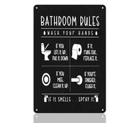 Funny Bathroom Signs Metal Wall Decor, Toilet Rules Sign Black and White Aluminum Plaque, Humorous Funny Toilet Signs Wall Art for Bathroom, Bathroom Signs Decor Toilet Decor, 11.8 x 7.9 Inches